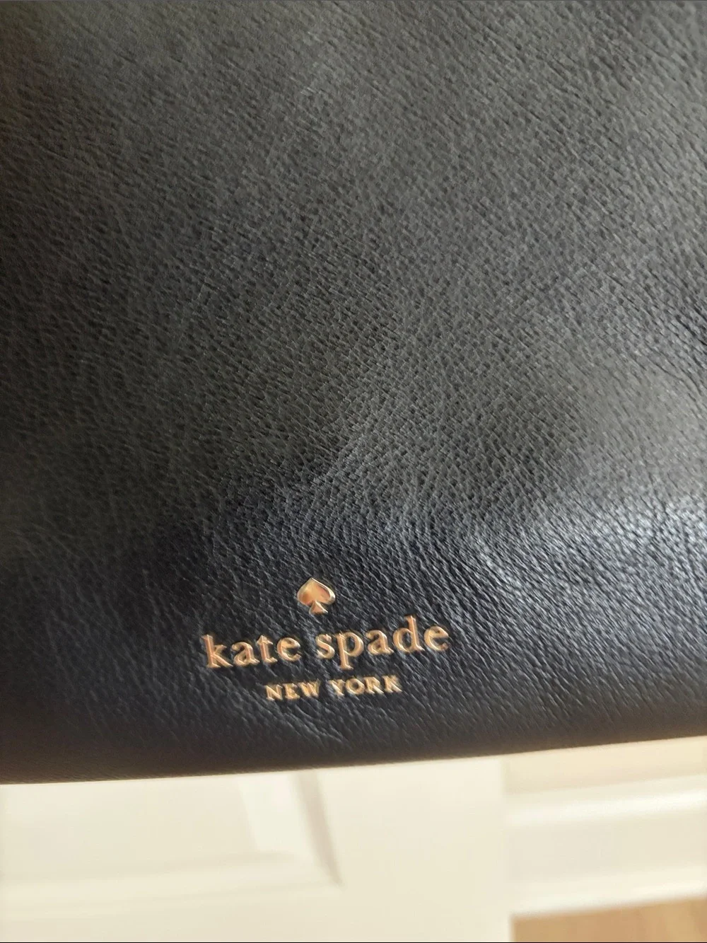 kate spade Black Pebbled Leather Tote with Striped Shoulder Straps